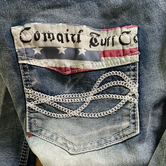Cowgirl Tuff XL 32X29 Midrise, 5 Pocket, Whiskered, Bootcut Jeans, American Flag - Picture 9 of 16